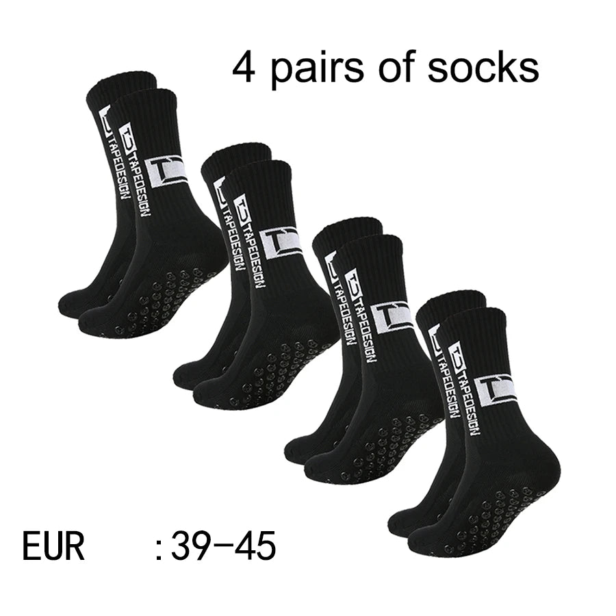 4 Pairs of New TC Mid Tube Glued Football Socks for Sports Training and Competition, Non Slip and Breathable Socks