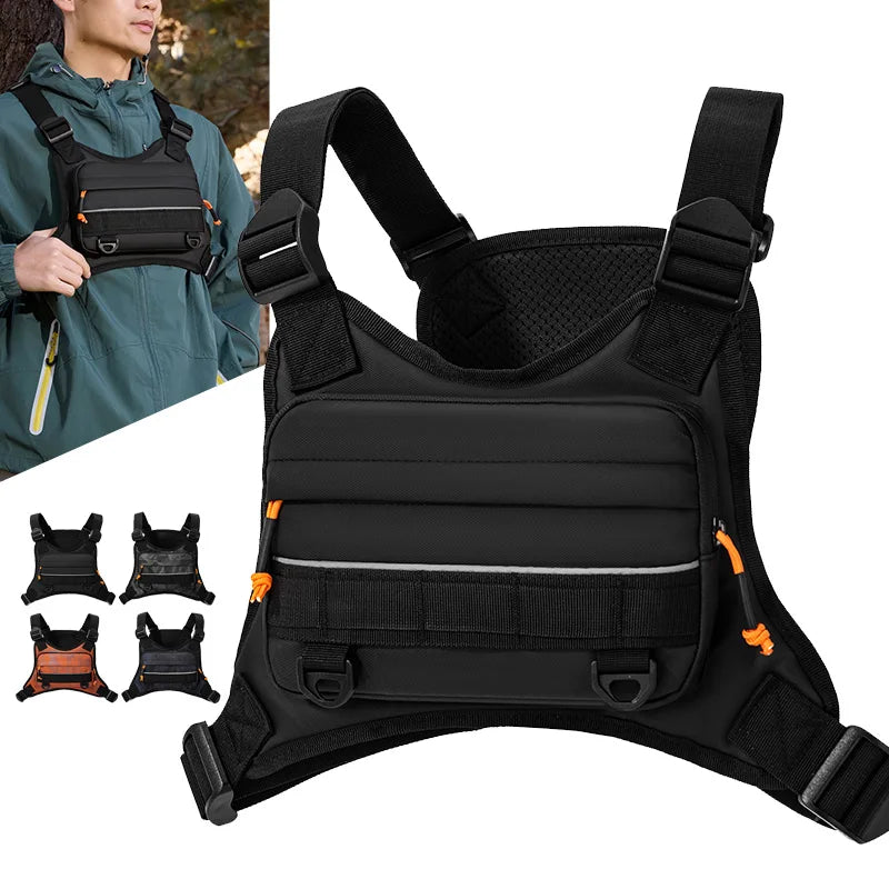 Front Chest Bag Camping Vest Backpack for Men Women Running Tactical Pack Sports Outdoor Cycling Running Fishing Travel Rig Bag