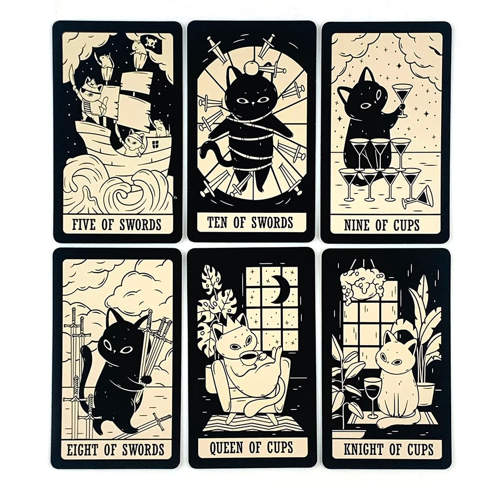 Hot-selling Cat Tarot Cards A 78 Deck Oracle English Visions Divination Edition Borad Playing Games,Family Gatherings Board Game
