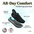 FitVille Men's Walking Shoes Extra Wide Lightweight Sneakers for Flat Feet Arch Fit Heel Pain Relief Non-Slip Running Shoes
