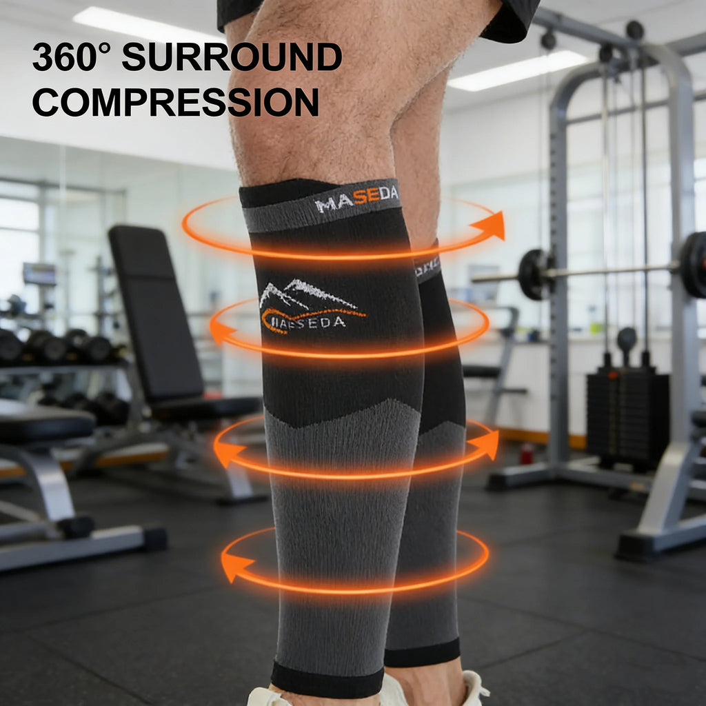 Calf Compression Sleeves for Men & Women, 360° Gradient Pressure Calf Support for Running, Cycling, Basketball, Muscle Recovery