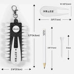 Golf Tees Rack with 12pcs Tees Green Fork and Pencil Portable Golf Accessory Storage Device TC001
