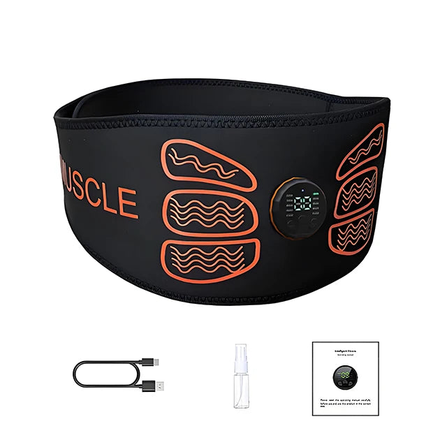 Abdominal Muscle Toner EMS Muscle Stimulator Electric Toning Belt Waist Trainer USB Recharge Body Weight Loss Fitness Massager