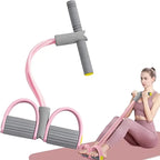 4-Tube Elastic Yoga Pedal Pull Resistance Band, Multifunctional Fitness Pull Rope for Abdomen Waist Arm Muscle Training Equipmen
