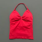 NCOYOE Women Gym Tank Top Sports V Neck Seamless Slim Fit Longline Yoga Top Running Fitness Workout Activewear Top