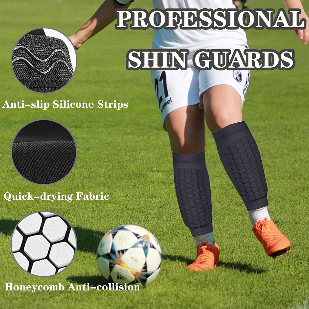 1PCS Soccer Shin Guards Pads, Shin Defender Shin Guards, Calf Compression Sleeve with Honeycomb Pads, Protective Soccer Shin Pad