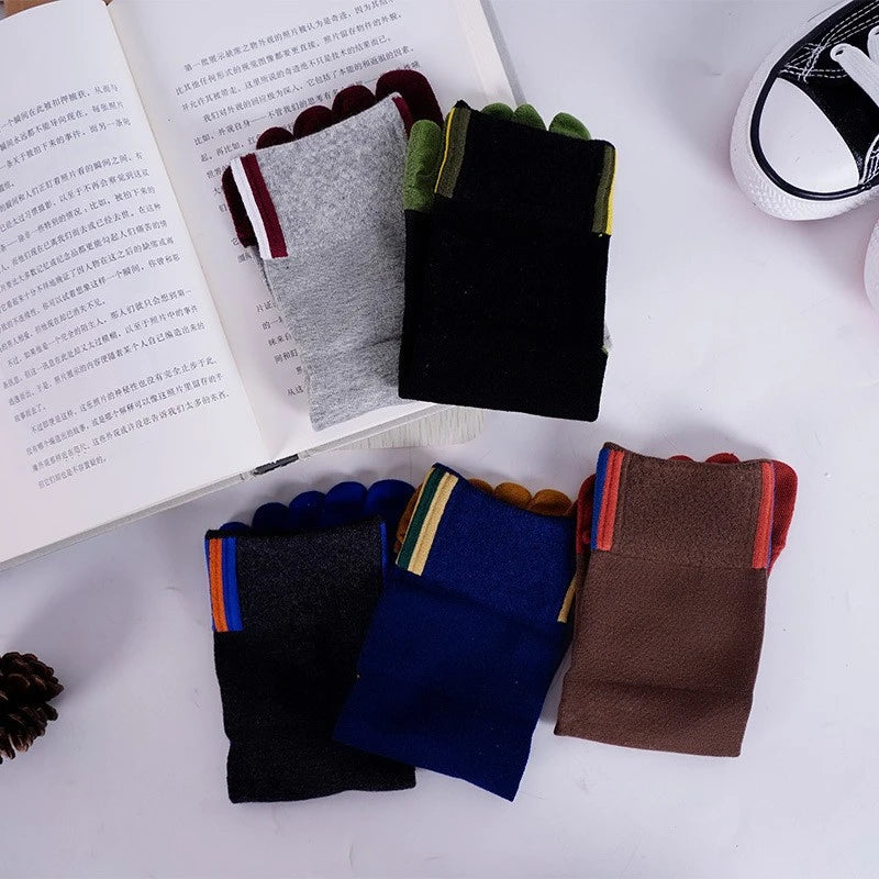 5 Pairs Men's Casual Five-Toe Cotton Socks Breathable Sports Soft High Quality Split Toe For Men Hiking Basketball Running