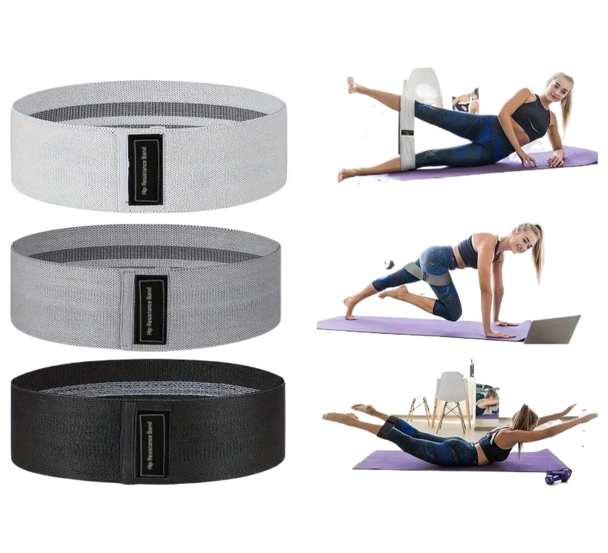 Basic Fabric Resistance Hip Booty Bands Glute Thigh Elastic Workout Bands Squat Circle Stretch Fitness Strips Loops Yoga Gym
