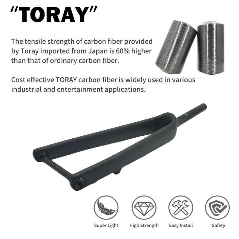 SL8 Full carbon bike fork, full internal cable alignment thru-axle rigid bike fork, spinal canal, carbon fibre reinforced.