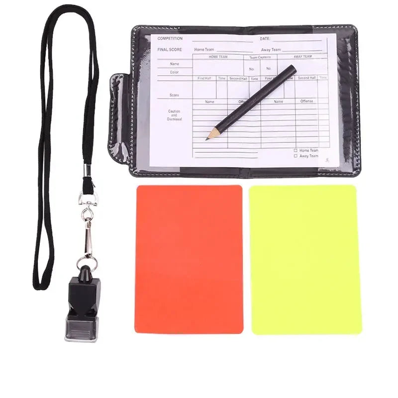Referee Card Set, Scorebook Whistle Pencil Football Referee Red and Yellow Warning Cards for Soccer Football Sports Games