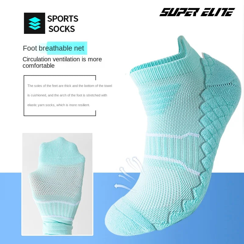 Women's Sports Socks, Badminton Socks, Moisture-Wicking Massage Socks, Running Socks, Breathable, Odor-Resistant, Shock-Absorbin