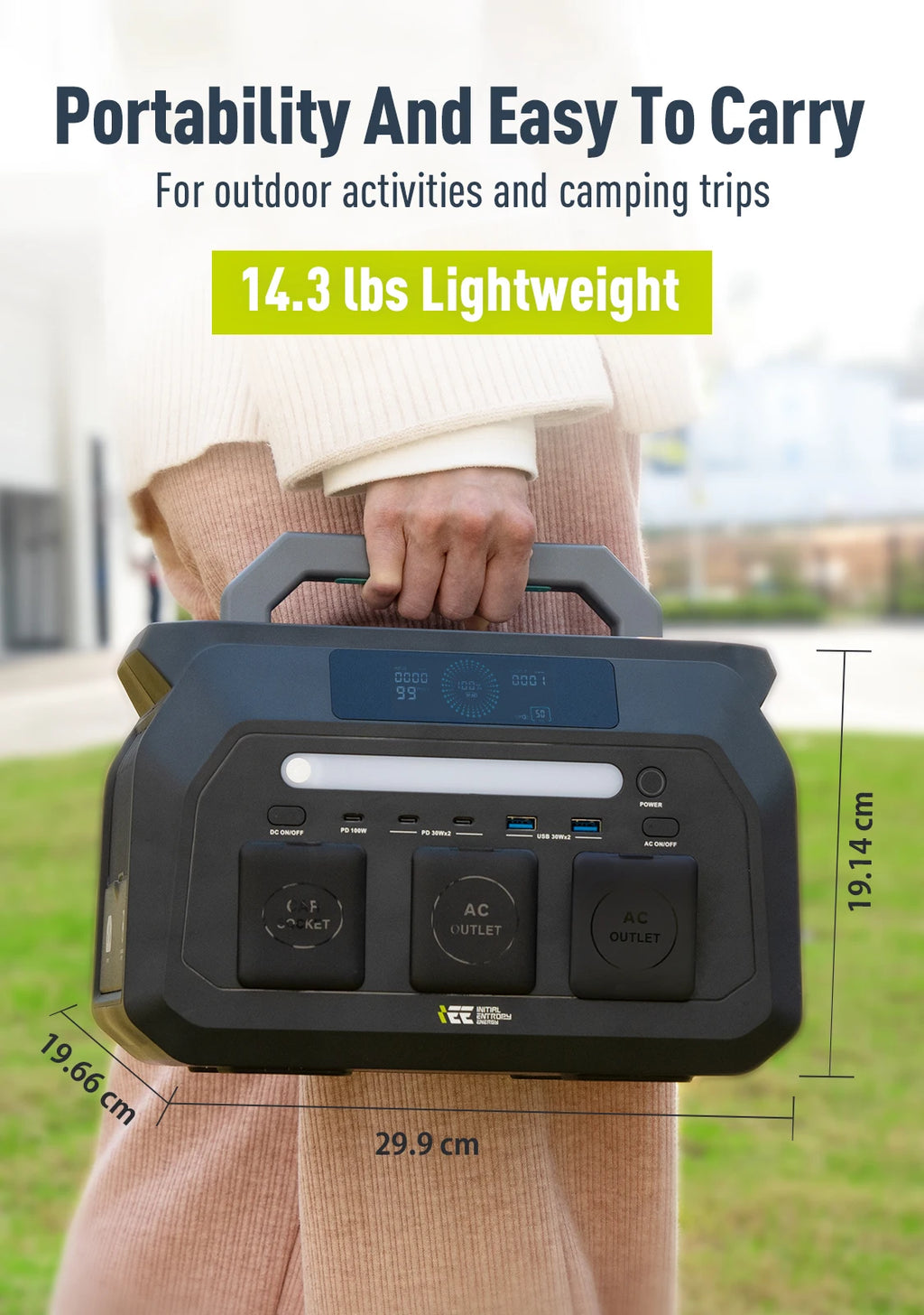 IEE 800W Portable Power Station, 512Wh LiFePO4 Generator, 1600W Peak Solar Generators, 800 Wat Power Source, 2x800W AC Outlets Lightweight & Quiet Solar Generator for Camping, Home Emergency, RV & Outdoor Travel