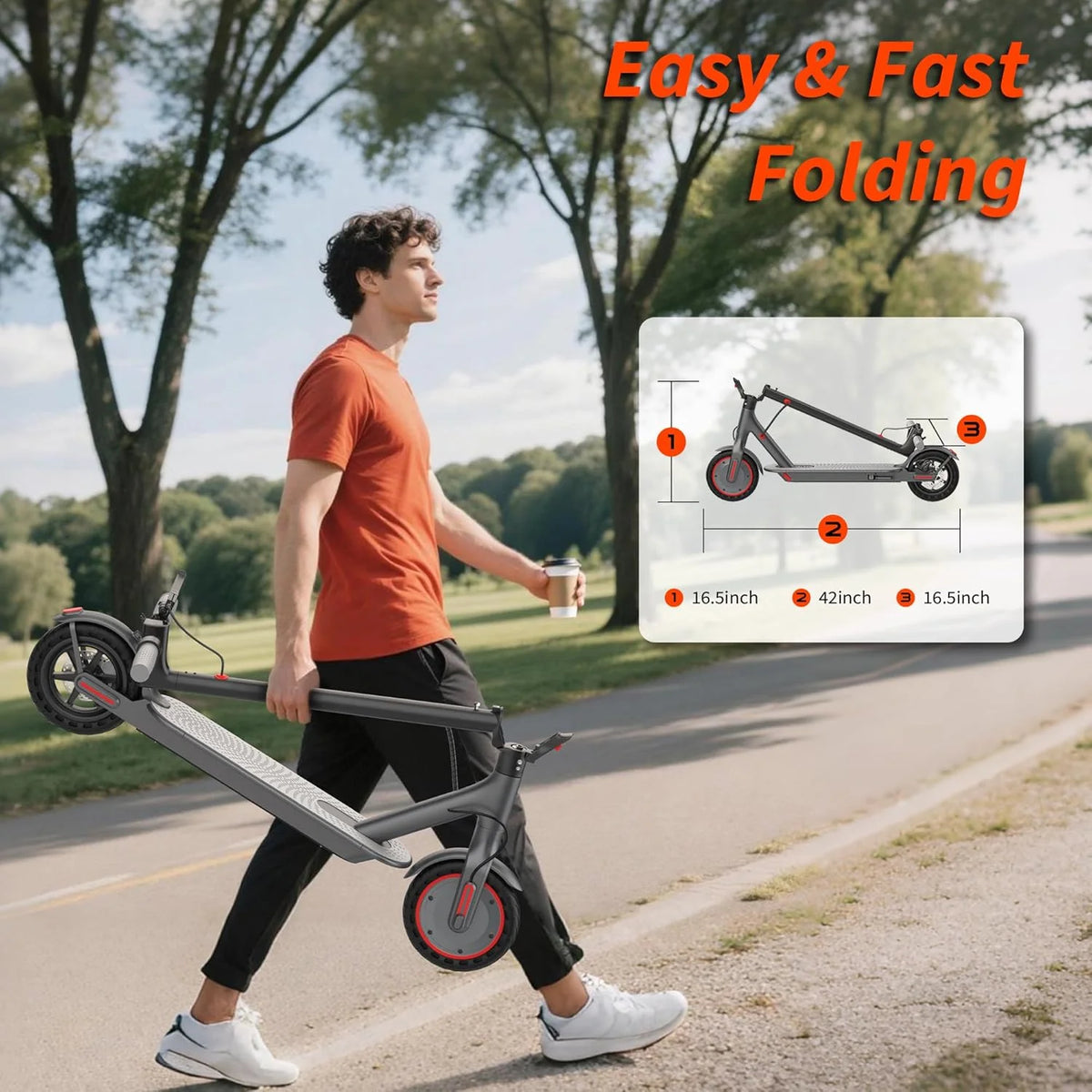8.5inch Solid Tire Electric Scooter 10.5Ah 19mph Max Speed Smart APP Control 21miles Max Range Foldable E-Scooter for Adult