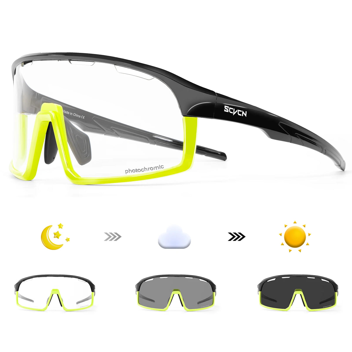 SCVCN Photochromic Cycling Glasses Cycling Sunglasses Bicycle Eyewear Sports MTB Outdoor UV400 Bike Goggles Sunglasses Eyepieces