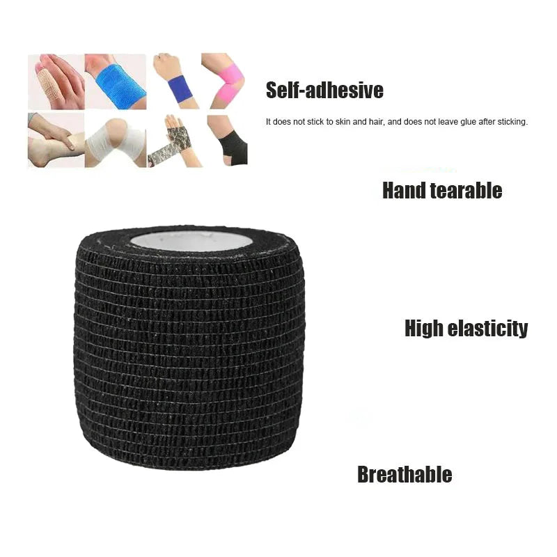 1/3/6/20PCS Black Self Adhesive Bandages Cohesive Elasticity Breathable Waterproof Bandages Sports Tape Wrist Ankle First Aid