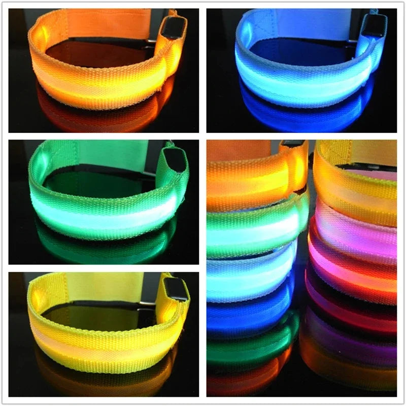 Night Running Armband LED Light Outdoor Sports USB Rechargeable Safety Belt Arm Leg Warning Wristband Cycling Bike Bicycle Light