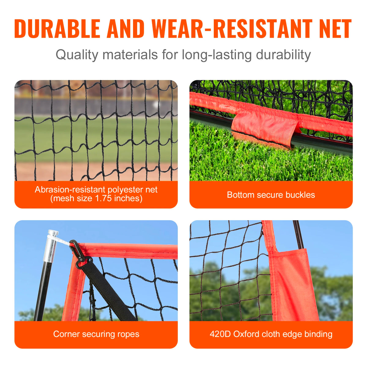 VEVOR 7x7 ft Baseball Softball Practice Net, Portable Baseball Training Net for Hitting Batting Catching Pitching