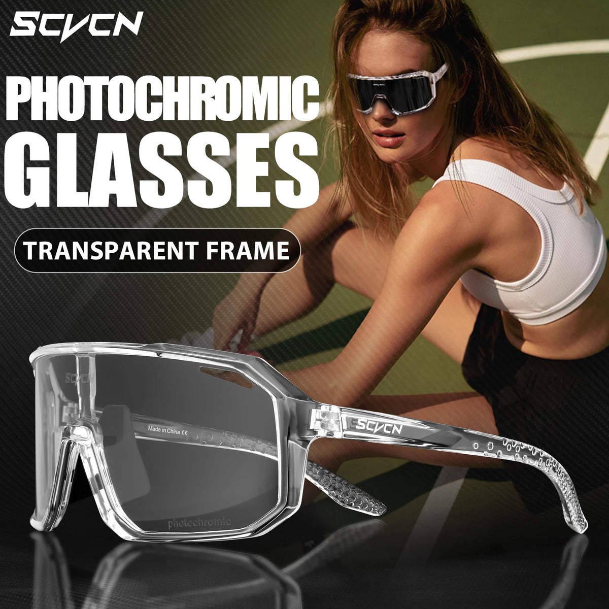 SCVCN Photochromic Cycling Glasses Cycling Sunglasses Bicycle Eyewear Sports MTB Outdoor UV400 Bike Goggles Sunglasses Eyepieces