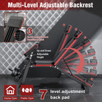 7-Level Foldable Weight Bench Fitness Workout Adjustable Extended Headrest Leg Extension Dumbbell Bench Incline for Full Body