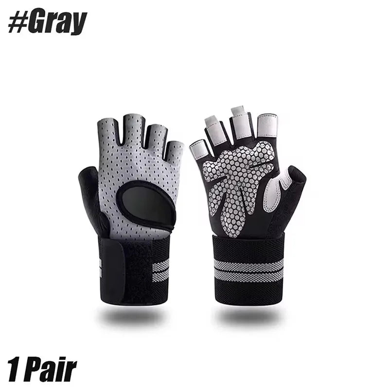 Men's and Women's Half Finger Cycling Gloves Anti Slip and Breathable Cycling Accessories Gym Exercise Wristband Gloves