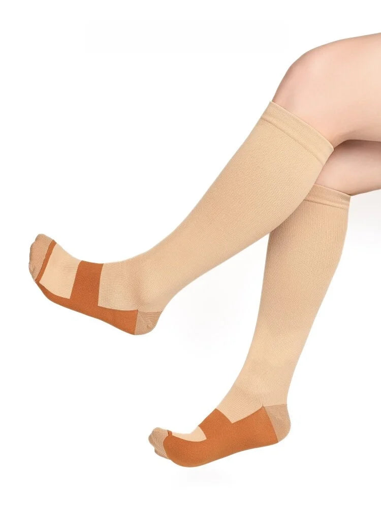 CHUANGERM Compression Socks Unisex Anti Fatigue Pain Relief Knee High Stockings Fit For Golf Rugby Running Hiking Daily Sports