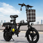 Foldable Electric Bike for Adults 500W 48V 15Ah 14" Tires 8 Shock Absorbers Portable Commuter E-Bicycle Folding Scooter