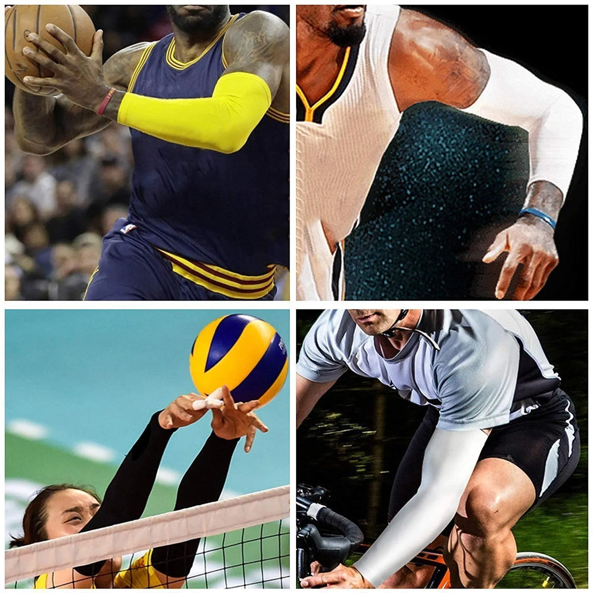 WOSWEIR－1PC Sports Arm Compression Sleeve Basketball Cycling Arm Warmer Summer Running UV Protection Volleyball Sunscreen 