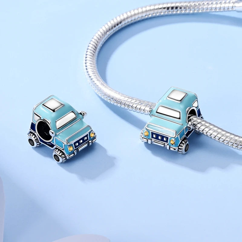 Fashion 100% 925 Silver Red Motorcycle Sports Car SUV Bus Charms Beads For Women Fit DIY Pan Bracelets Party Birthday Jewelry