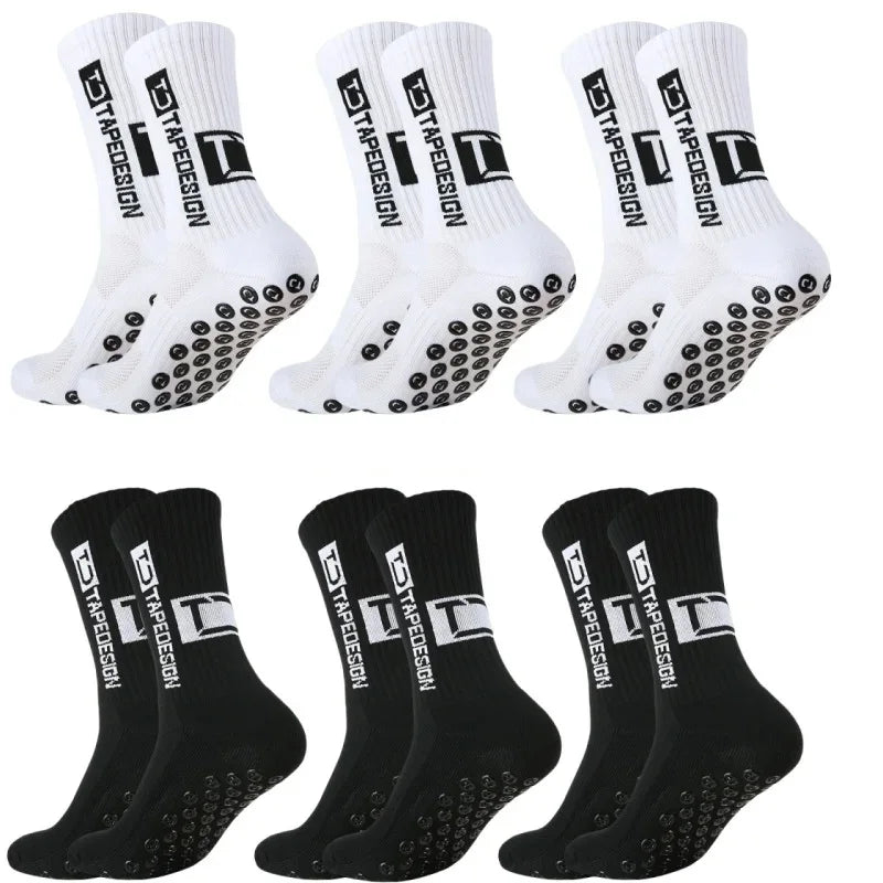 1/4/6 Pairs of Size 36-40 Children's and Women TC Mid Tube Glued Football Non Slip Socks for Sports Training and Competition
