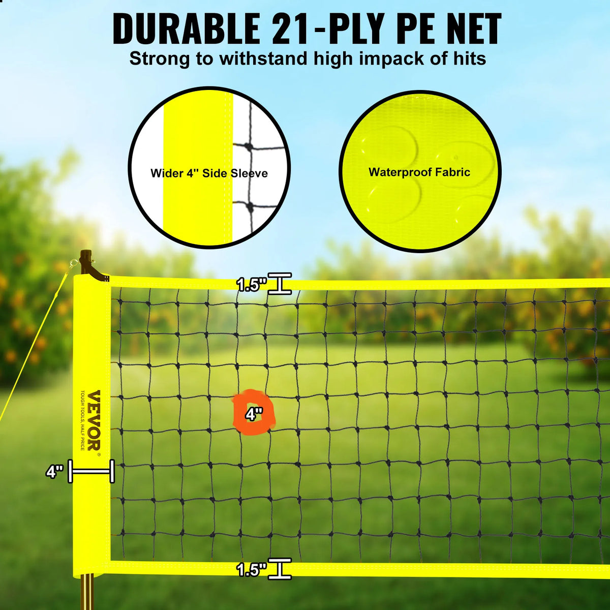 SucceBuy Outdoor Volleyball Net System Adjustable Height Steel Poles with PVC Volleyball Pump Carrying Bag for Backyard Lawn