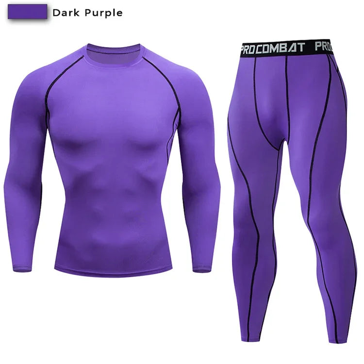2pcs Men's Compression Sportswear Suit Elastic Training Yoga Sets Workout Jogging Fitness Clothing Tracksuit Pants Sporting