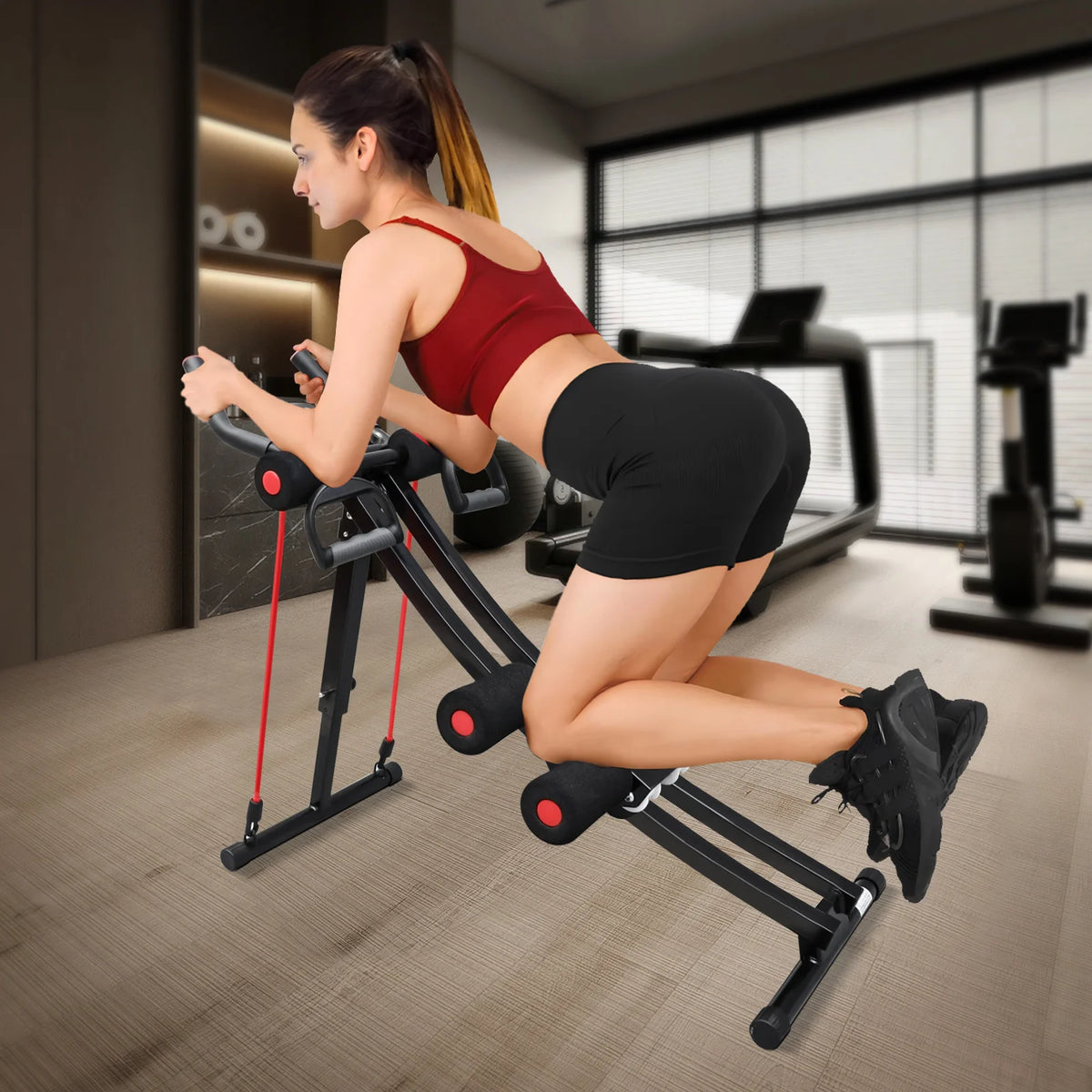 GIKPAL Foldable Ab Machine Ab Workout Equipment for Home Gym,Core & Abdominal Trainer Fitness Equipment Max 440lbs LCD Display