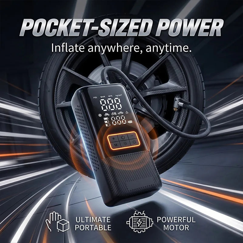 Portable Cordless Motorcycle Air Pump USB Type C Fast Charging Electric Tire Inflator for Bicycle Car Ball And Football