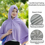 4-in-1 Cooling Hooded Cloak Super Absorbent Oversized Hooded Towel Wrap Sunscreen Quick Dry Shawl for Swimming Beach Pool Travel