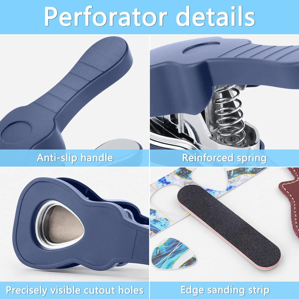 Guitar Pick Punch Kit,15 Variety Pick Strips DIY Maker Tool for Medium Guitar Picks, Unique Gift for Guitar Lovers & Home Studio