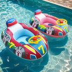 Baby swimming pool float vehicle - inflatable summer beach float for children and toddlers - with handle and safety features