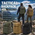 Men 45L Tactical Hiking Backpack Molle Mountaineering Water Resistant Outdoor Camping Trekking Backpacking Bushcraft Travel Rucksack Bug Out Bag Survival Emergency Large Capacity Climbing Cycling Daypack Women Durable Wear Re