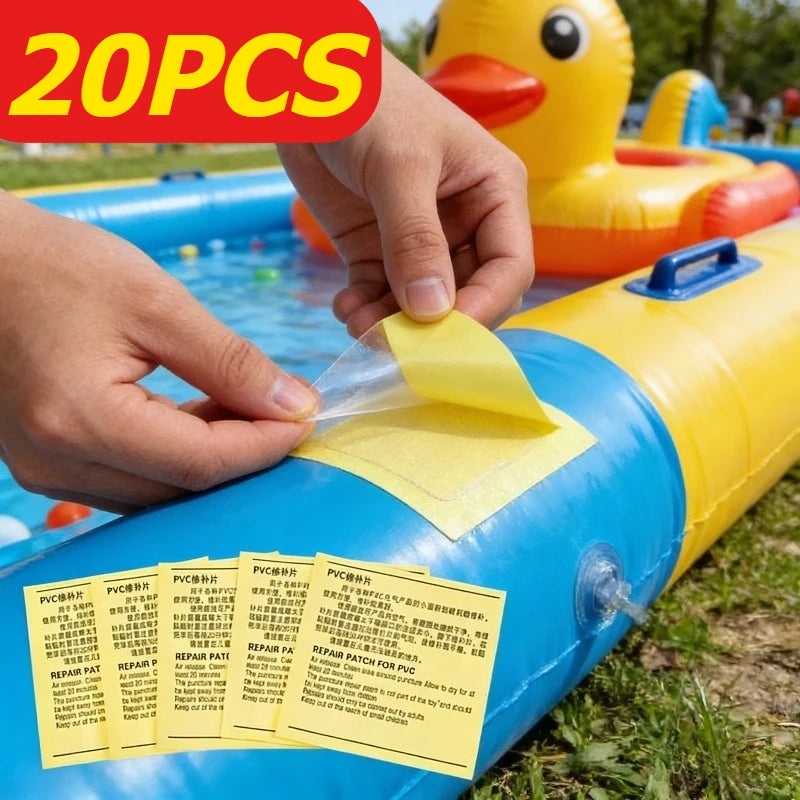 20pcs Inflatable Product Repair Patches Inflatable Boat/Bed/Sofa/Tent/Pool Bar Tray/Swimming Ring Leak Proof Sticker Transparent
