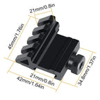 2Pcs 45 Degree Offset Picatinny Weaver 20mm Rail Mount, Side Scope Mount for Optics, Red Dot & Laser Sight