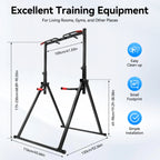 Adjustable Pull Up Bar, 200kg Load Foldable Home Gym Multi-Function Training Station with Parallel Bars for Strength Training