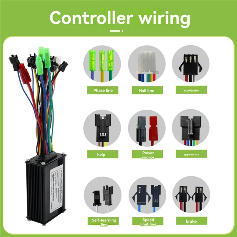 ABME 36V 48V 250W 350W 17A Three Mode Brushless Controller With Speed Limit Line For Ebike Electric Scooter