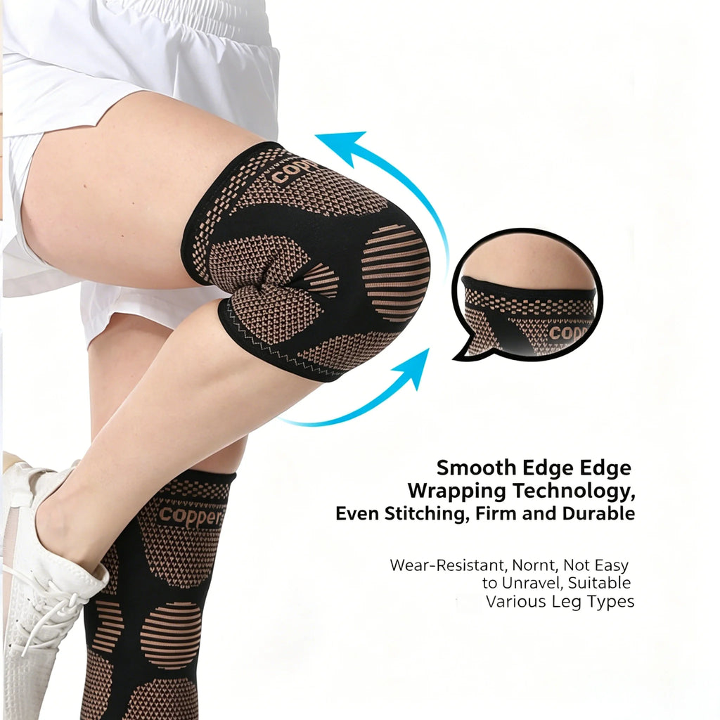 Copper Fiber Nylon Knitted Sports Knee Pads Elastic Breathable Basketball Sports Knee Pads Made of Copper Ion for Knee Support