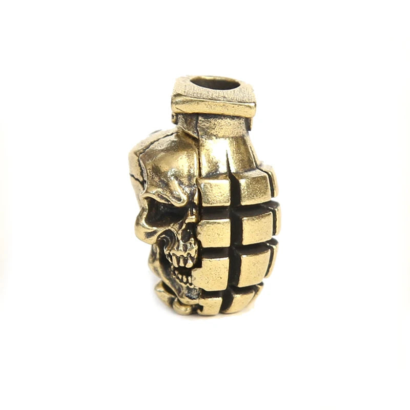 Dual Color Skull Grenade Brass Knife Beads EDC DIY Paracord Woven Bracelets Lanyard Pendants Accessories Outdoor Tool Hangings