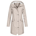 Women Waterproof Zipper Rain Jacket Solid Color Ladies Outdoor Mountaineering Lightweight Raincoats Plus Size XS-3XL