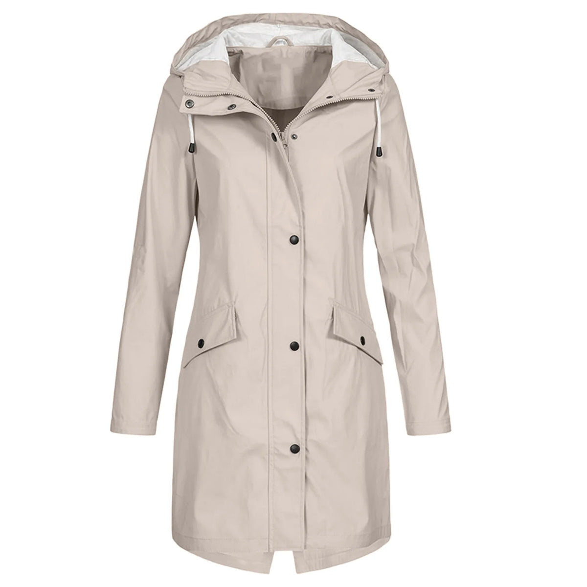 Women Waterproof Zipper Rain Jacket Solid Color Ladies Outdoor Mountaineering Lightweight Raincoats Plus Size XS-3XL