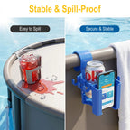 Pool Cup Holder Poolside Hanging Storage Basket with Hooks No Drill Hanging Organizer Plastic Drinks Cup Holder Pool Accessories