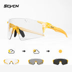 SCVCN UV400 Photochromic Cycling Glasss Sports Running Sunglasses Men Outdoor Drving Bicycle Goggles MTB Eyewear 1 Lens