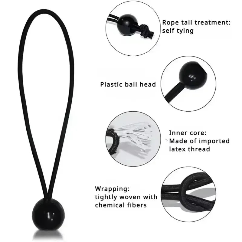 10pcs Bungee Ball Tarps Canvas Tarpaulin Flagpole Ties Cord Ends Elastic Rope Lace Fixed Boat Pole Camping Tent Accessories