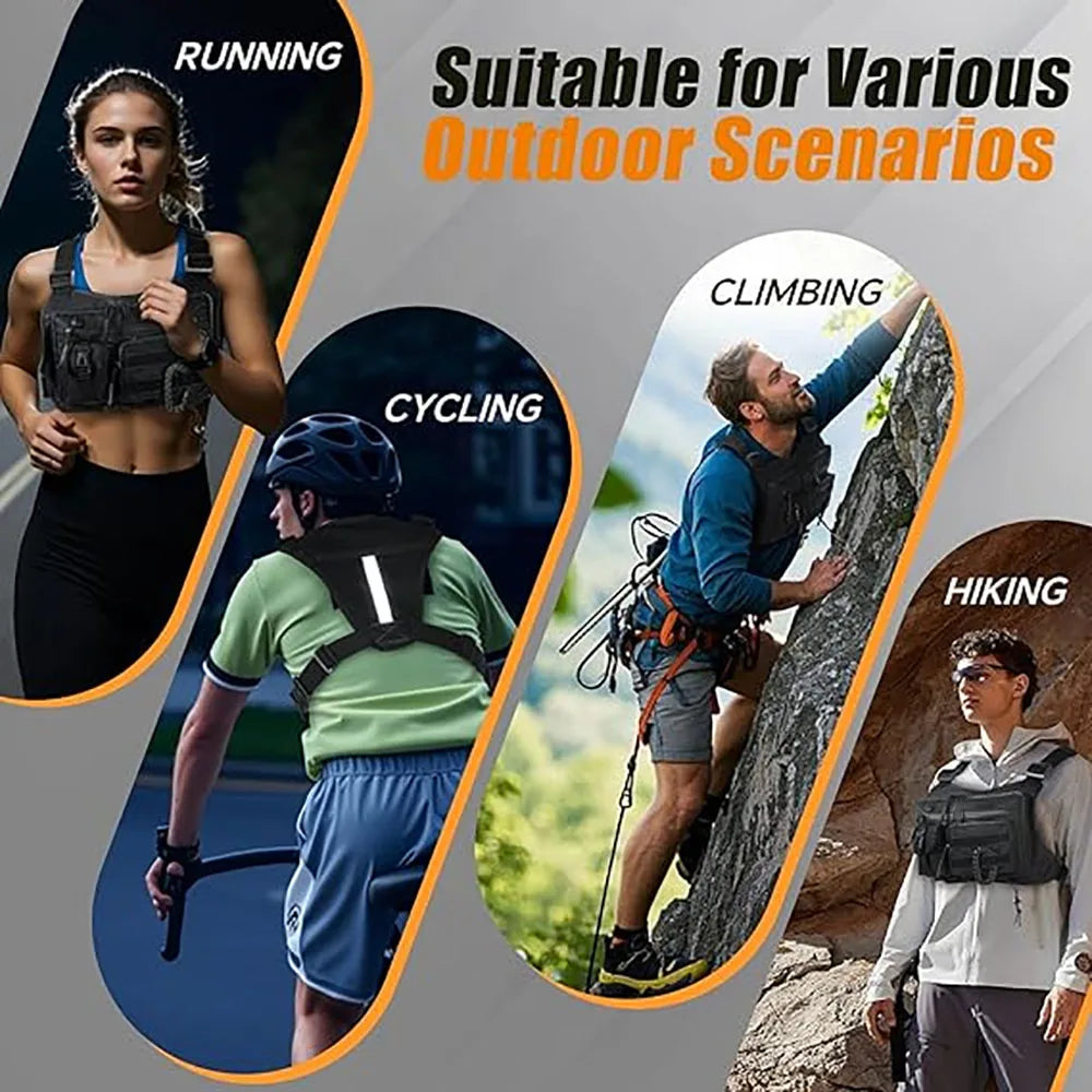 Outdoor Chest Bag Camping Front Chest Vest Backpack Running Bag Hunting Vest Outdoor Rig Sports Travel Training Fanny Pack