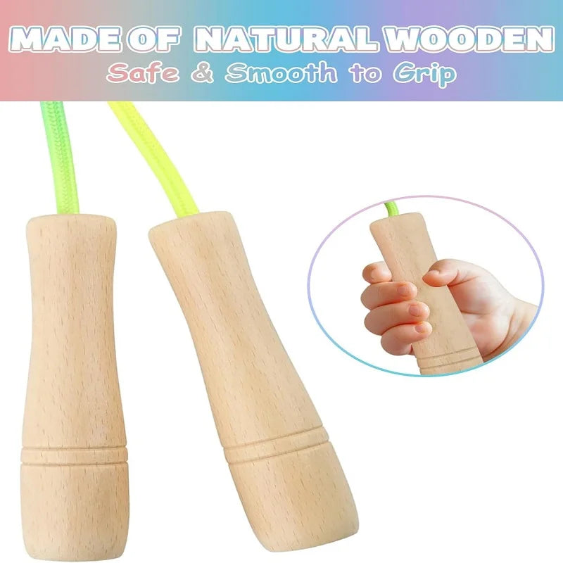 Thickened Extended Wooden Colorful Jump Rope Adjustable Sports Fitness Hot Selling Toys and Gifts Random Color
